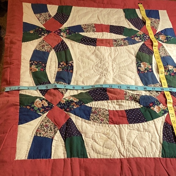 💍  DOUBLE Wedding RING QUILTED SHAM  Patchwork   100% COTTON  NWOT - Picture 1 of 16